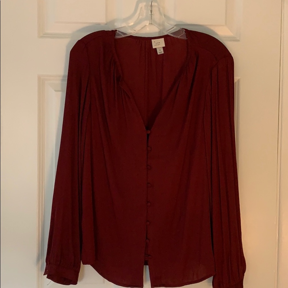 Red satin blouse